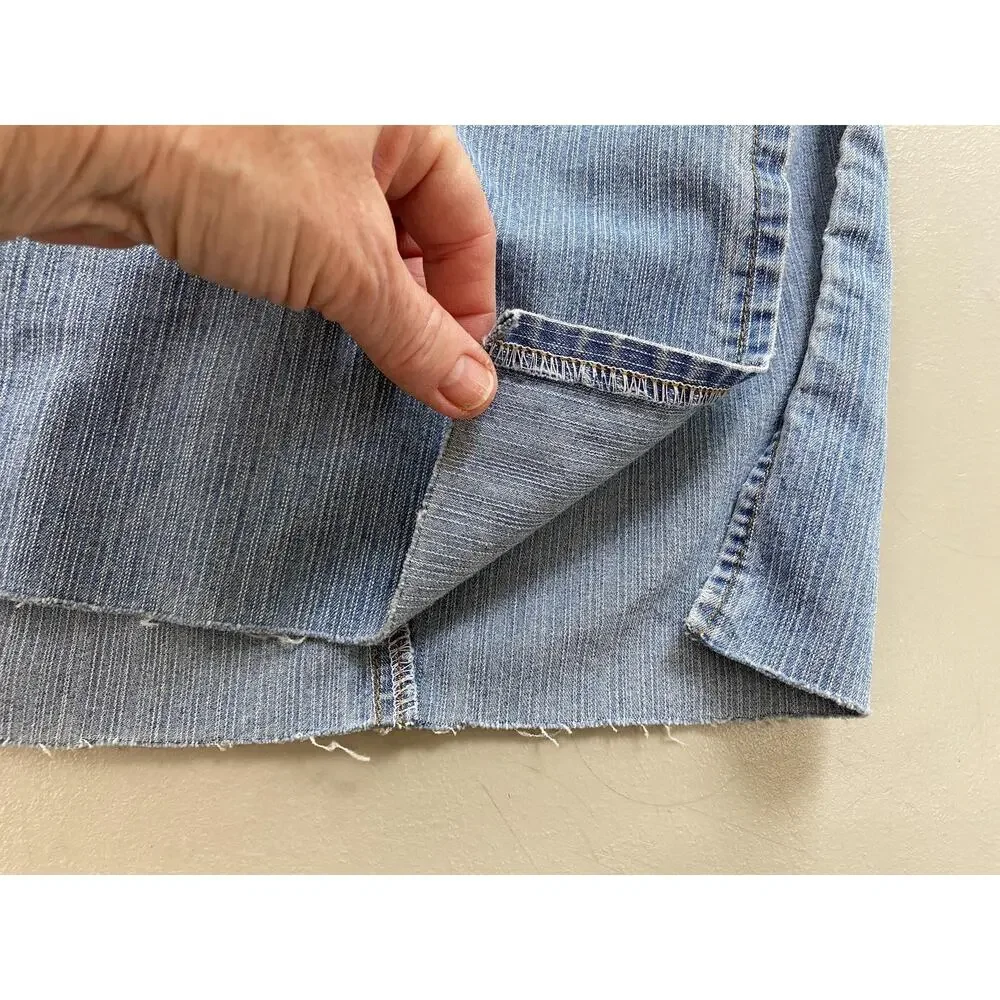 Vintage Edge Denim Skirt Juniors 7 Medium Button Fly Long Side Slit Y2K 31x33‎